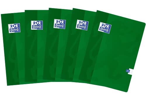 Oxford Schulheft Kladde A4, 96 Blätter kariert, 5 Stück-Packung, Grün, 400136857 von Oxford