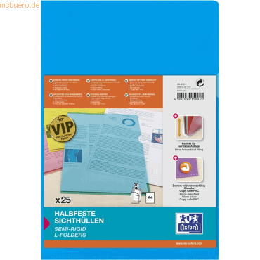 Oxford Sichthülle Premium A4 PVC-Folie 0,15mm VE=25 Stück blau Oxford Sichthülle Premium A4 PVC-Folie 0,15mm VE=25 Stück blau von Oxford