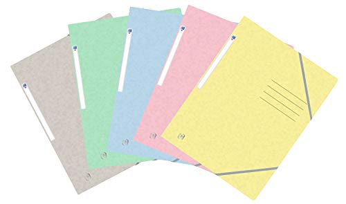Oxford Top File + Eckspannermappe A4, extrastark aus Karton, sortiert 5 Pastell-Farben, 25er Pack von Oxford