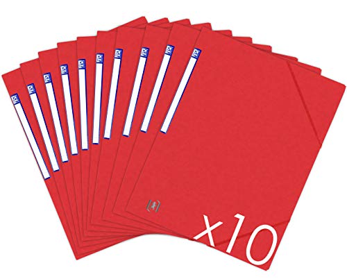 Oxford TopFile+ Sammelmappen, Karton, ohne Klappen, mit Gummizug, Format A4, Rot, 10 Stück von Oxford