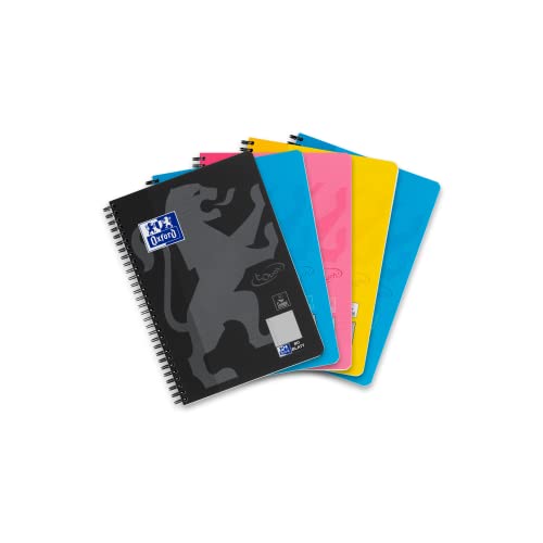 Oxford Touch Collegeblock B5 (17,6x25 cm) kariert mit Rand, 160 Seiten, sortiert, 5 Stück von Oxford
