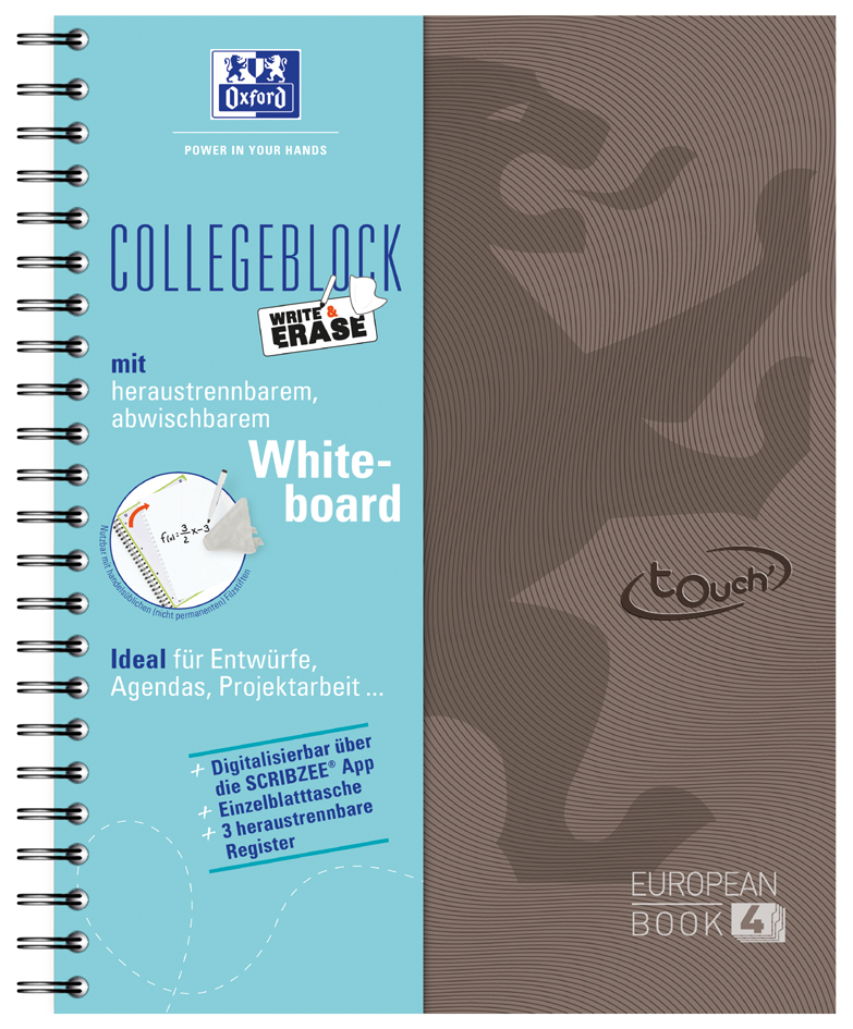 Oxford Touch European Book 4 , Write & Erase, , DIN A4+, braun von Oxford