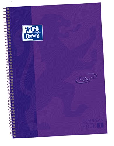 Oxford Touch Europeanbook 1 Spiralbindung, extra harter Deckel, A4+, kariert, 5 Stück von Oxford