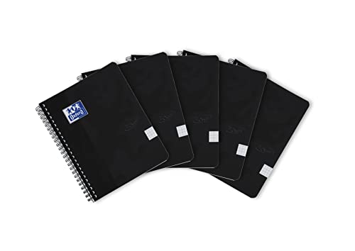 Oxford Touch Notebook A5 quadratisch 5mm weiche Touch-Abdeckung Doppelspirale 180 Seiten, 5 Stück von Oxford