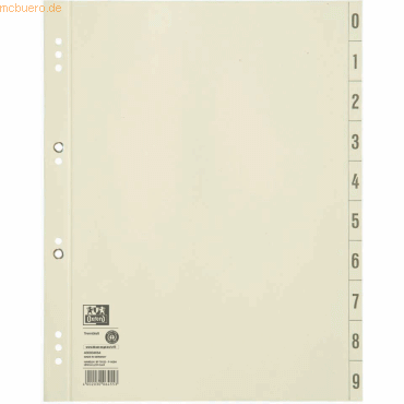 100 x Oxford Trennblatt A4 Lochung geöst Kraftkarton (RC) 200 g/qm cha von Oxford
