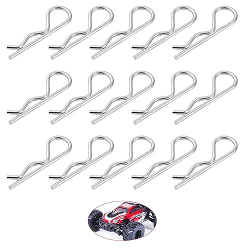 50 Stücke Karosserieklammern,R Typ Splint,Sicherheits Splinte,Metall RC Karosserie Clips,Silber Körper Shell Clip,RC Zubehör für Fernbedienung Musical Instrument Automechaniker Accessories von Oykrueats