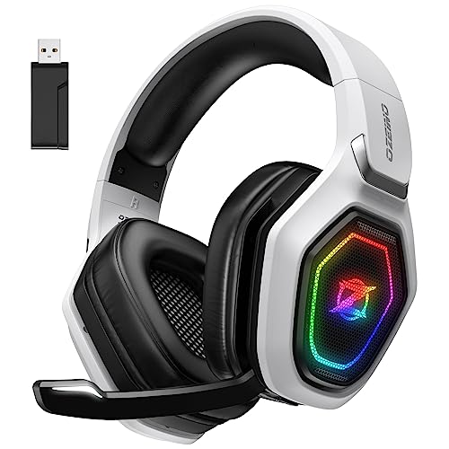 Ozeino 2,4 GHz Kabellose Gaming-Kopfhörer für PC/PS5/PS4, kabellose Gaming-Kopfhörer mit Mikrofon, 7.1 Audio, niedrige Latenz und ultra-stabile Verbindung, Lebensdauer 40 Stunden + von Ozeino