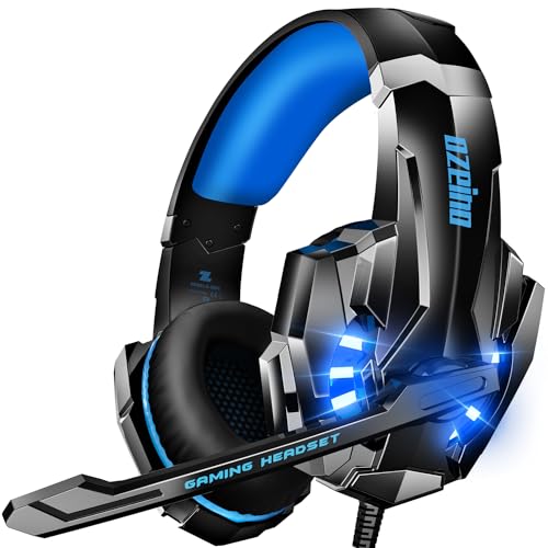 Ozeino Gaming-Headset, Kopfhörer für PS4, PS5, PC, Xbox One, Switch, 3D-Stereo-Sound, Kopfhörer mit Mikrofon, Geräuschunterdrückung, PS4-Kopfhörer mit 3,5-mm-Klinkenstecker von Ozeino
