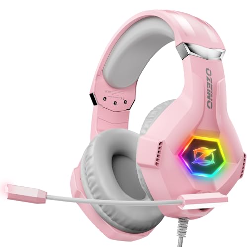 Ozeino Gaming Headset mit Mikrofon 3D Surround Sound Headphones Noise Cancelling RGB Licht von Ozeino