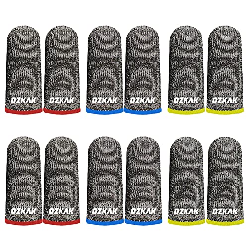 Ozkak Finger Sleeve Gaming Daumenschutz 12er Pack Anti-Sweat Effekt, Funktioniert mit jedem Touchscreen-Handyspiel für PUBG Mobile von Ozkak
