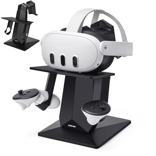 Ozkak VR Halterung kompatibel mit Quest 3/Quest 2/Meta Quest Pro/Oculus Quest Zubehör, VR-Kopfhörer und Controller, VR Stand (schwarz) von Ozkak