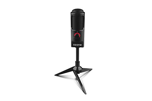 Ozone Gaming Mikrofon Rec X50 -OZRECX50- Streaming-Mikrofon, Kondenselektrode, omnidirektionaler Klang, LED-Beleuchtung, Stabiler Ständer, USB, schwarz von Ozone Gaming Gear
