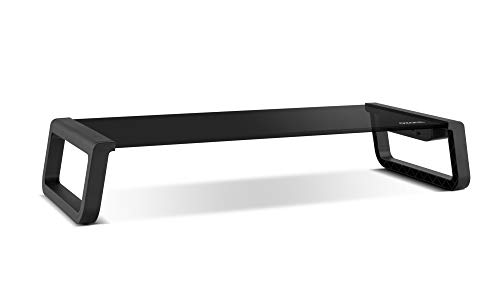 Ozone Monitorständer Riser Pro -OZRISERPRO- Tragbarer Ständer für Ihren PC - Gehärtetes Glas, 4xUSB 3.0, Schwarz von Ozone Gaming Gear