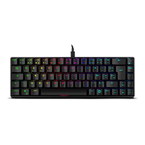 Ozone Tactical Mini Gaming Keyboard -OZTACTICALFR- Mechanisch ohne Ziffernblock, Bluetooth, rote Outemu-Schalter, RGB-LED-Beleuchtung, lautlos, Französisch-Layout, schwarz von Ozone Gaming Gear