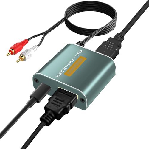 HDMI Audio Extractor 4K mit HDMi und 3,5 mm AUX Stereo-Audioausgang,HDMI Audio Adapter Kompatibel mit Blu-ray PS4 PS5 X-box HDMI Audio Extractor 4K mit HDMi und 3,5 mm AUX Stereo-Audioausgang,HDMI Audio Adapter Kompatibel mit Blu-ray PS4 PS5 X-box von Ozvavzk