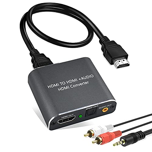 Ozvavzk HDMI Audio Extractor 4K 60Hz HDMI 2.0 Audio Extractor HDMI Optical Audio Splitter Adapter SPDIF Optisch 5.1CH 3.5mm Stereo L/R Audio Out Unterstützung 5.1 HDCP2.2 18 Gbit/s 4:4:4 HDR 3D von Ozvavzk