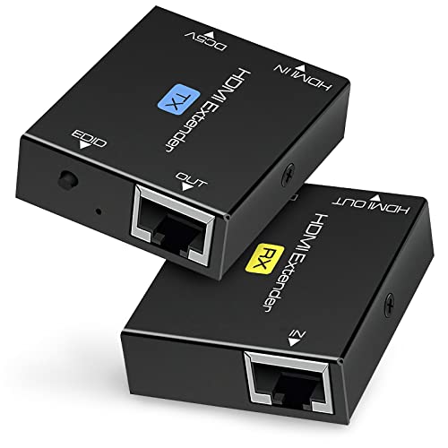 Ozvavzk HDMI Extender 200ft HDMI Ethernet RJ45 auf HDMI über Cat5e/Cat6 Kabel übertragung HDMI auf Netzwerk Transmitter Repeater unterstützt 1080p@60Hz 3D HDCP EDID POC (benötigt nur TX-Strom) von Ozvavzk