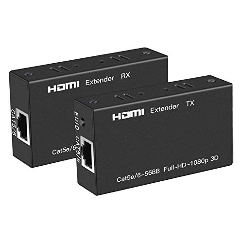Ozvavzk HDMI Extender 200ft HDMI zu RJ45 Ethernet über Cat5e/Cat6 Kabel Übertragung HDMI Lan Adapter HDMI Transmitter Repeater Unterstützt 1080P 3D HDCP EDID POC (benötigt nur TX-Strom) von Ozvavzk