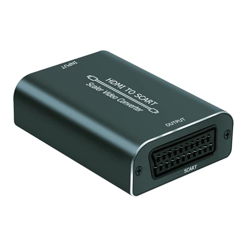 Ozvavzk HDMI auf Scart Adapter, Aluminium HDMI zu Scart Konverter Full HD 1080P Video Audio Wandler, HDMI Scart Adapter mit Netzteil 5V/DC für TV Sky HD Blu Ray DVD STB VHS Xbox PS3 VCR von Ozvavzk