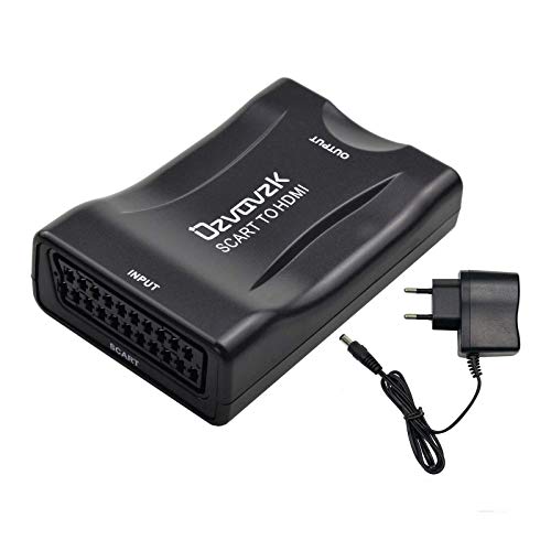 Ozvavzk Scart auf HDMI, Scart zu HDMI Konverter 1080P/720P Scart HDMI Video Audio Adapter mit Vergoldetem HDMI Anschluss für HDTV Monitor Projektor VHS STB PS3 Wii Sky Box DVD Videorecorder von Ozvavzk