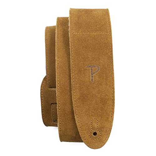 Perri's Leathers Ltd Guitar Strap, 2.5” Wide Soft Suede, Super Soft Sheepskin Fur Pad, Adjustable Length, (DL325S-200-XL) Natural, X-Long, Made in Canada von P Perri's Leathers Ltd.