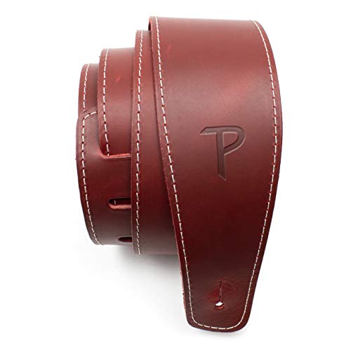 Perri's Leathers Ltd. - Gitarrengurt - Baseball-Leder (Serie) - Rot - Einstellbar - Für Akustik-/Bass-/Elektrogitarren - Hergestellt in Kanada (SP25S-7163) von P Perri's Leathers Ltd.