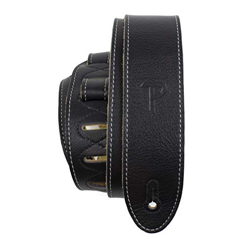 Perri's Leathers Ltd. - Gitarrengurt - Italienisches Leder - Schwarz - Einstellbar - Für Akustik-/Bass-/Elektrogitarren - Hergestellt in Kanada (BM2-6552) von P Perri's Leathers Ltd.