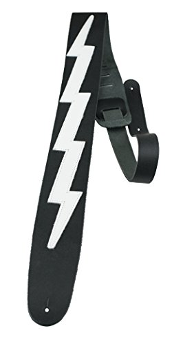Perri's Leathers Ltd. - Gitarrengurt - Leder - The Famous Collection - Lightning Bolt - Schwarz/Weiss - Für Akustik-/Bass-/Elektrogitarren - Hergestellt in Kanada (BLB-218) von P Perri's Leathers Ltd.