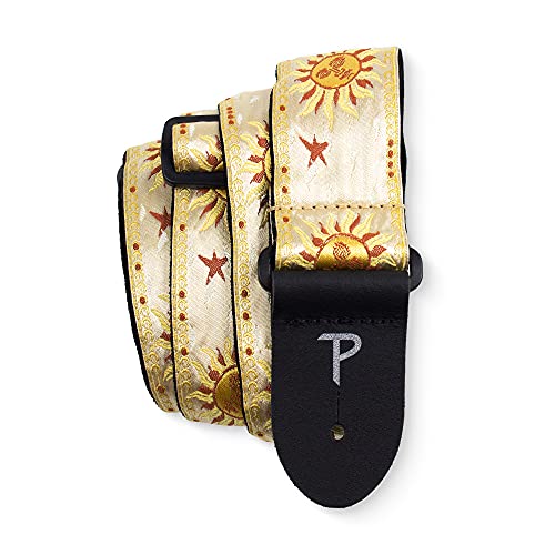 Perri's Leathers Ltd. - Gitarrengurt - Nylon - Jacquard - Hello Sunshine - Gold - Einstellbar - Für Akustik-/Bass-/Elektrogitarren - Hergestellt in Kanada (TWS-7247) von P Perri's Leathers Ltd.