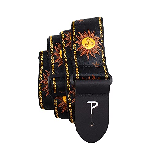 Perri's Leathers Ltd. - Gitarrengurt - Nylon - Jacquard - Hello Sunshine - Schwarz - Einstellbar - Für Akustik-/Bass-/Elektrogitarren - Hergestellt in Kanada (TWS-7008) von P Perri's Leathers Ltd.