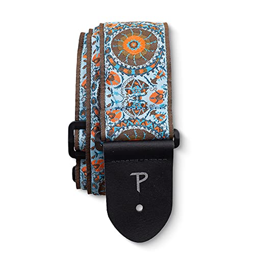 Perri's Leathers Ltd. - Gitarrengurt - Nylon - Jacquard - Mandala - Blau/Orange - Einstellbar - Für Akustik-/Bass-/Elektrogitarren - Hergestellt in Kanada (TWS-7143) von P Perri's Leathers Ltd.