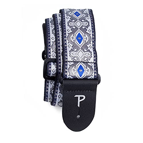 Perri's Leathers Ltd. - Gitarrengurt - Nylon - Jacquard - Silber Royal - Einstellbar - Für Akustik-/Bass-/Elektrogitarren - Hergestellt in Kanada (TWS-7277) von P Perri's Leathers Ltd.