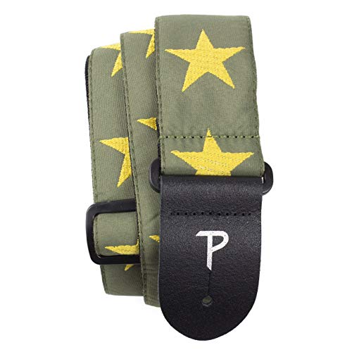 Perri's Leathers Ltd. - Gitarrengurt - Nylon - Jacquard - Sterne Gelb/Grün - Einstellbar - Für Akustik-/Bass-/Elektrogitarren - Hergestellt in Kanada (TWS-7070) von P Perri's Leathers Ltd.