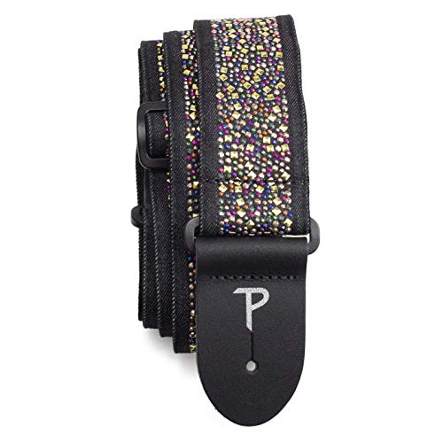 Perri's Leathers Ltd. - Gitarrengurt - Nylon - Jacquard - Strass Bunt - Schwarz - Einstellbar - Für Akustik-/Bass-/Elektrogitarren - Hergestellt in Kanada (TWSR-7108) von P Perri's Leathers Ltd.
