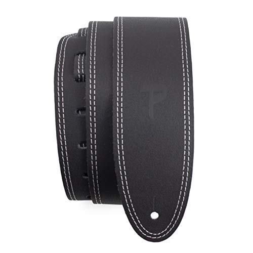 Perri's Leathers Ltd. - Gitarrengurt mit Doppelnaht - Verstellbare Länge - E-Gitarre, Akustikgitarre und Bass - Leder - Schwarz (BDS-175) von P Perri's Leathers Ltd.