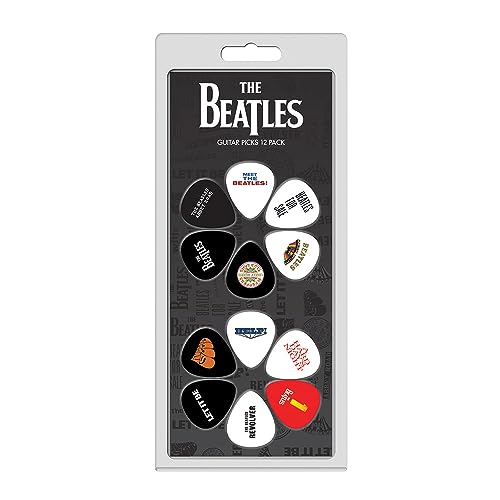 Perri's Leathers Ltd. - The Beatles - Gitarren-Plektren - Zelluloid - Offizielles Lizenzprodukt - Verschiedene Muster - Medium 0.71mm - 12er-Pack - Hergestellt in Kanada (N7-7LWN-NWW8) von P Perri's Leathers Ltd.