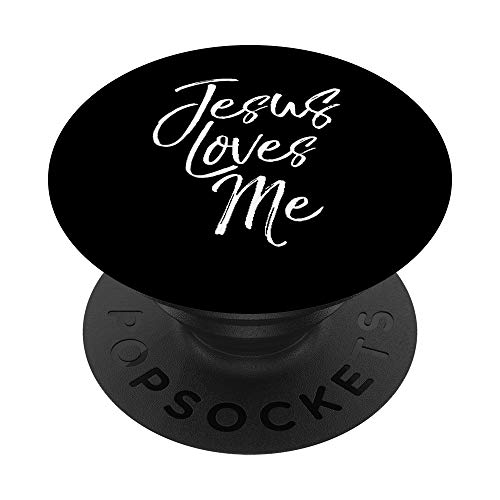 Christian Love Quote Gift for New Believers Jesus Loves Me - PopSockets Ausziehbarer Sockel und Griff für Smartphones und Tablets von P37 Design Studio Jesus Shirts