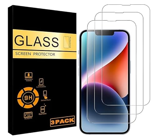 Displayschutzfolie aus gehärtetem Glas für iPhone 14, 13, 13 Pro (6,1 Zoll), kratzfest, Anti-Fingerabdruck, blasenfrei, Härtegrad 9H, 0,33 mm, ultraklar von P37