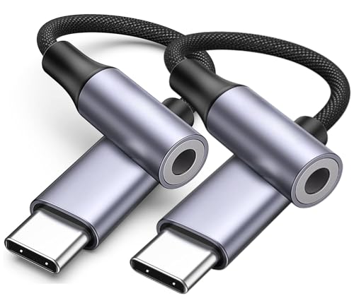 Paket mit 2 USB-C auf 3,5 mm Klinke Adapter mit DAC-Chip, Kopfhörer Adapter auf USB C kompatibel mit iPhones 15, 16, Galaxy, Mac Book, iPad, Xiaomi, Redmi, Laptop Paket mit 2 USB-C auf 3,5 mm Klinke Adapter mit DAC-Chip, Kopfhörer Adapter auf USB C kompatibel mit iPhones 15, 16, Galaxy, Mac Book, iPad, Xiaomi, Redmi, Laptop von P37