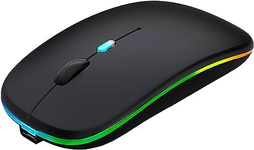 Wiederaufladbare kabellose Maus, 7 Farben, mit Mini-USB-Empfänger, 2,4 GHz, Gaming-Maus, kompatibel mit Laptop, PC, Computer, Chromebook, Notebook von P37