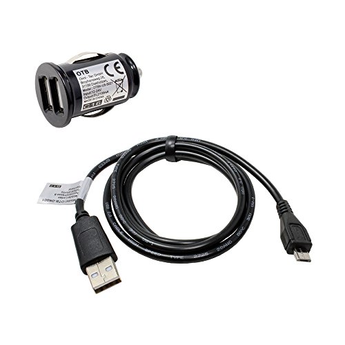 Ladeset für Odys Junior 8 Pro, KFZ Dual USB Adapter, USB Kabel, 2100mA von P4A