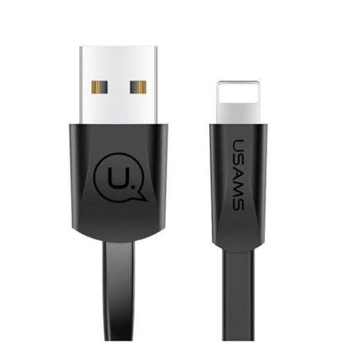 P4Y Flaches Kabel kompatibel mit Lightning zum Laden und zur Datenübertragung 2A Material: TPE/PVC/Kupfer Smart Chip 1,2m schwarz US-SJ199 U2 von P4Y