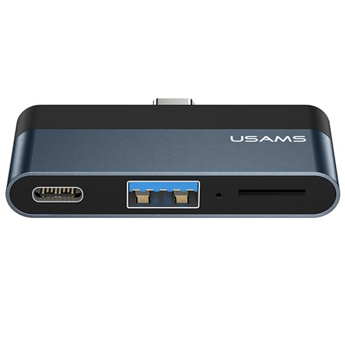 P4Y Mini HUB USB 3.0/USB-C/Micro SD Datenübertragung bis zu 450MB/s Schnelles Laden 60W Materialien: ABS und Aluminium zum Schutz der angeschlossenen Geräte Grau US-SJ491 von P4Y