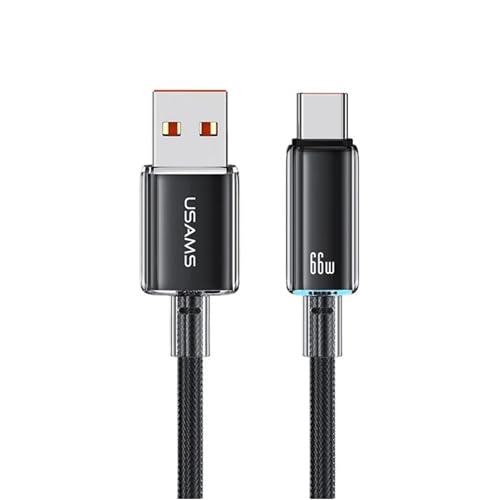 P4Y USB-C Kabel für schnelles Laden und Datenübertragung 6A 480 mbps mit farbigem Licht Material: Aluminiumlegierung 1.2m schwarz US-SJ658 Cloud Series von P4Y