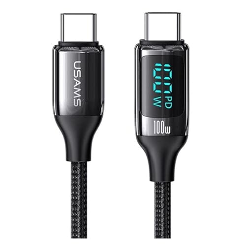P4Y USB-C auf USB-C Kabel US-SJ559 U78 Fast Charging PD 100 W 5A LED Display Material: Nylon + Aluminium Braided Kompatibel: Geräte mit USB-C Anschluss 3m, Schwarz P4Y USB-C auf USB-C Kabel US-SJ559 U78 Fast Charging PD 100 W 5A LED Display Material: Nylon + Aluminium Braided Kompatibel: Geräte mit USB-C Anschluss 3m, Schwarz von P4Y