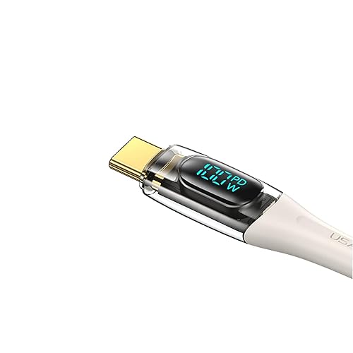 P4Y USB-C zu USB-C Kabel US-SJ590 PD 100W digital display tip Kompatibel mit Power Delivery (PD) bis zu 100W Datenübertragung 10 Gbps Beige Shadow series 1.2m von P4Y