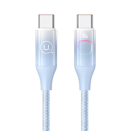 P4Y USB-C zu USB-C Kabel für PD100W Schnelles Aufladen und 480 Mbps Datenübertragung mit Farbbeleuchtung Eingebaute Smart Chips Material: PC XM Serie 1.2M blau US-SJ640 von P4Y
