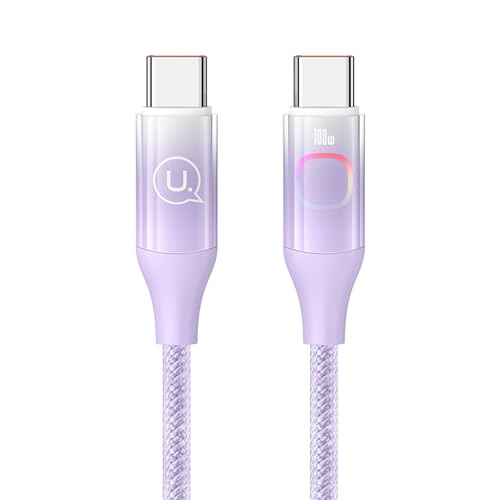 P4Y USB-C zu USB-C Kabel für PD100W Schnelles Aufladen und 480 Mbps Datenübertragung mit Farbbeleuchtung Eingebaute Smart Chips Material: PC XM Serie 1.2M lila US-SJ640 von P4Y