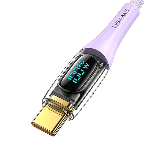 P4Y USB-C zu USB-C US-SJ590 PD 100W Kabel Digitales Anzeigeende Kompatibel mit Power Delivery (PD) bis zu 100W Datenübertragung 10 Gbps Purple Shadow Serie 1.2m von P4Y