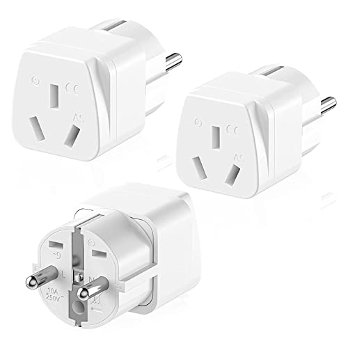 3 Stück Reiseadapter, Universal Adapter,Australien zu Eu Reiseadapter,China zu EU Schuko Stecker Adapter,Australien/China/Neuseeland und Fidschi Stecker auf Deutsch, weiß 3 Stück Reiseadapter, Universal Adapter,Australien zu Eu Reiseadapter,China zu EU Schuko Stecker Adapter,Australien/China/Neuseeland und Fidschi Stecker auf Deutsch, weiß von PABANCE